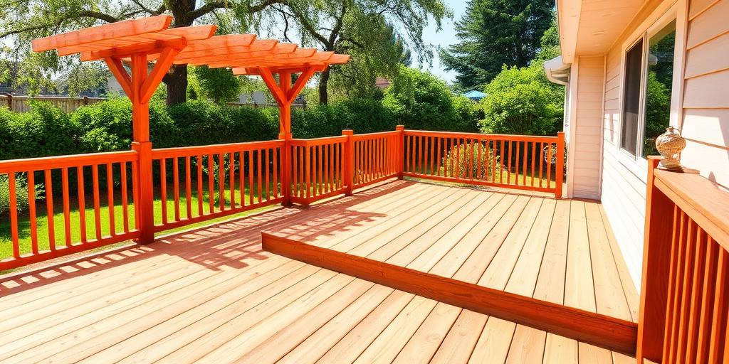 Beautiful redwood deck replacement by J & A Exteriors